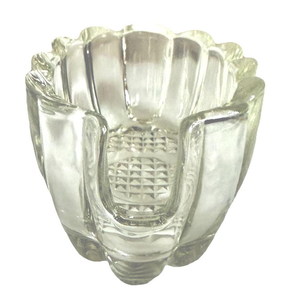 MCM‎ Princess House Vintage Spoon Holder with Slot Ribbed Thick Clear Glass